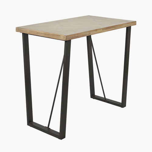 Pacific Lifestyle Marca Sand Wash Acacia Wood And Black Metal Bar Table