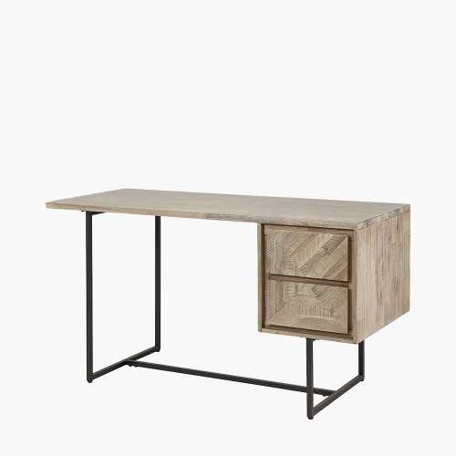Pacific Lifestyle Marca Sand Wash Acacia Wood And Black Metal Desk