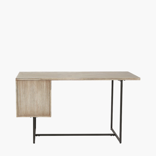 Pacific Lifestyle Marca Sand Wash Acacia Wood And Black Metal Desk