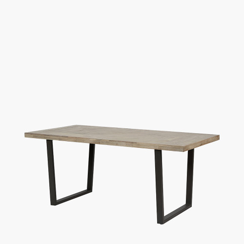 Pacific Lifestyle Marca Sand Wash Acacia Wood And Black Metal Dining Table