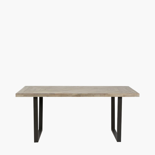 pacific lifestyle Marca Sand Wash Acacia Wood and Black Metal Dining Table