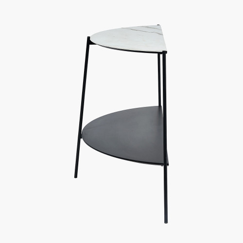 Pacific Lifestyle Marchello White Marble Veneer And Black Metal Console Table