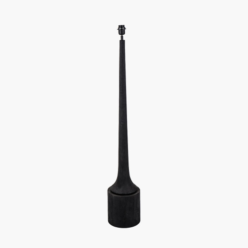 Pacific Lifestyle Marin Black Wood Tall Neck Floor Lamp Base With Lino 45cm White Self Lined Linen Cylinder Lampshade