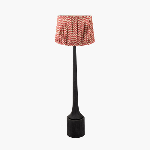 pacific lifestyle Marin Black Wood Tall Neck Floor Lamp Base with Vienna 45cm Red Chevron Mushroom Pleat Lampshade