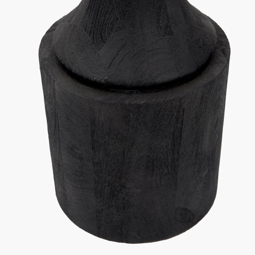 Pacific Lifestyle Marin Black Wood Tall Neck Floor Lamp Base With Vienna 45cm Black Chevron Mushroom Pleat Lampshade