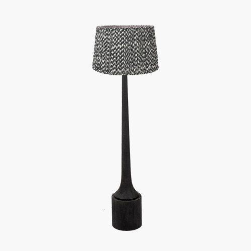 pacific lifestyle Marin Black Wood Tall Neck Floor Lamp Base with Vienna 45cm Black Chevron Mushroom Pleat Lampshade