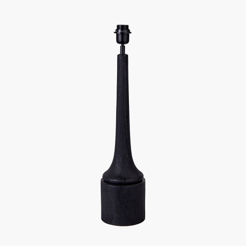 Pacific Lifestyle Marin Black Wood Tall Neck Table Lamp Base With Vienna 40cm Forest Green Chevron Mushroom Pleat Lampshade