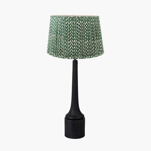pacific lifestyle Marin Black Wood Tall Neck Table Lamp Base with Vienna 40cm Forest Green Chevron Mushroom Pleat Lampshade