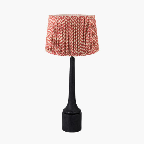 pacific lifestyle Marin Black Wood Tall Neck Table Lamp Base with Vienna 40cm Red Chevron Mushroom Pleat Lampshade