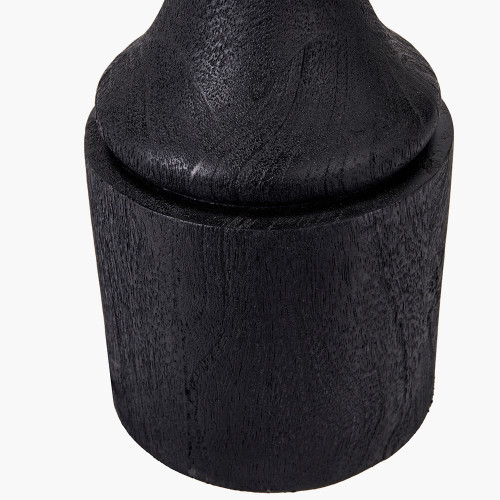 Pacific Lifestyle Marin Black Wood Tall Neck Table Lamp Base With Vienna 40cm Taupe Chevron Mushroom Pleat Lampshade