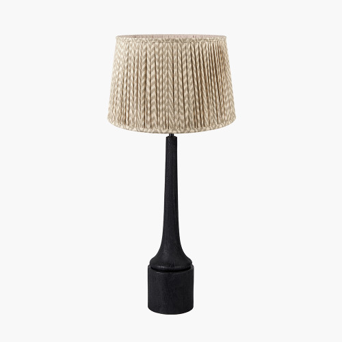 pacific lifestyle Marin Black Wood Tall Neck Table Lamp Base with Vienna 40cm Taupe Chevron Mushroom Pleat Lampshade