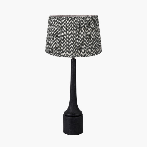 pacific lifestyle Marin Black Wood Tall Neck Table Lamp Base with Vienna 40cm Black Chevron Mushroom Pleat Lampshade