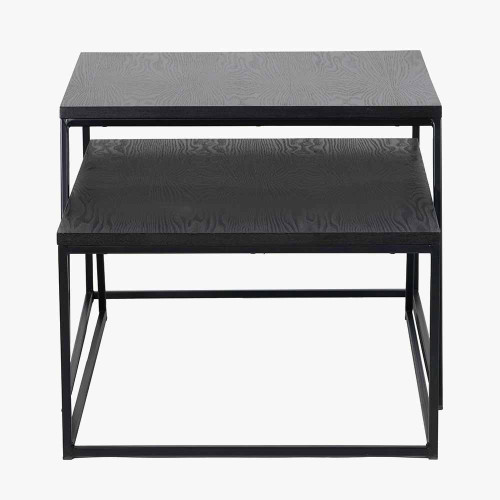 Pacific Lifestyle Mashiko S/2 Black Ash Veneer And Black Metal Coffee Tables