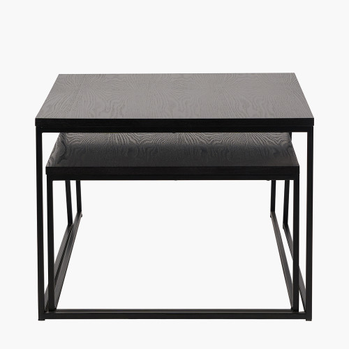 Pacific Lifestyle Mashiko S/2 Black Ash Veneer And Black Metal Coffee Tables