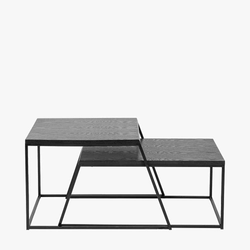 pacific lifestyle Mashiko S/2 Black Ash Veneer and Black Metal Coffee Tables