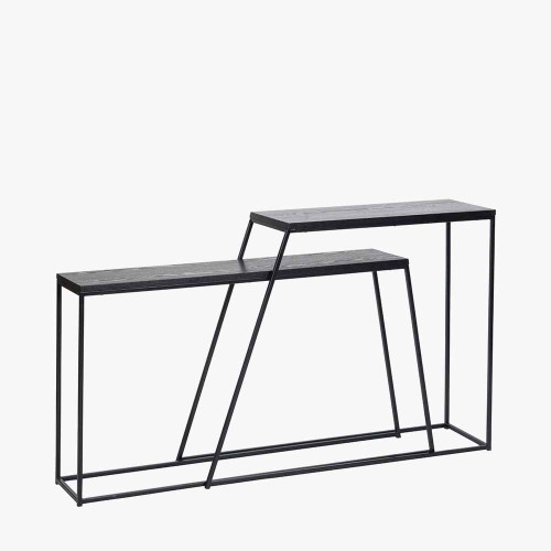 Pacific Lifestyle Mashiko S/2 Black Ash Veneer And Black Metal Console Tables
