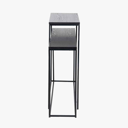 Pacific Lifestyle Mashiko S/2 Black Ash Veneer And Black Metal Console Tables