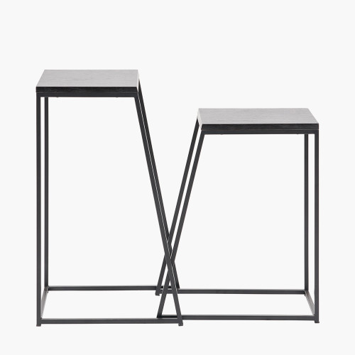 Pacific Lifestyle Mashiko S/2 Black Ash Veneer And Black Metal Side Tables