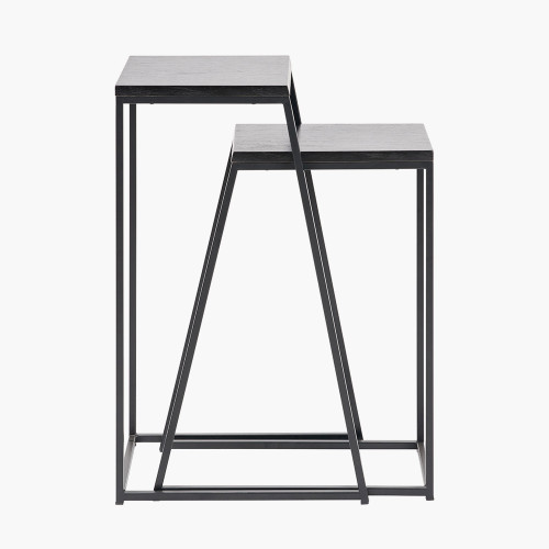 pacific lifestyle Mashiko S/2 Black Ash Veneer and Black Metal Side Tables