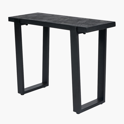 Pacific Lifestyle Mashu Matt Black Mango Wood And Black Metal Console Table