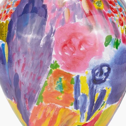 Pacific Lifestyle Matisse Multi Colour Ceramic Urn Table Lamp Base With Harry 40cm Black Cotton Mix Cylinder Lampshade