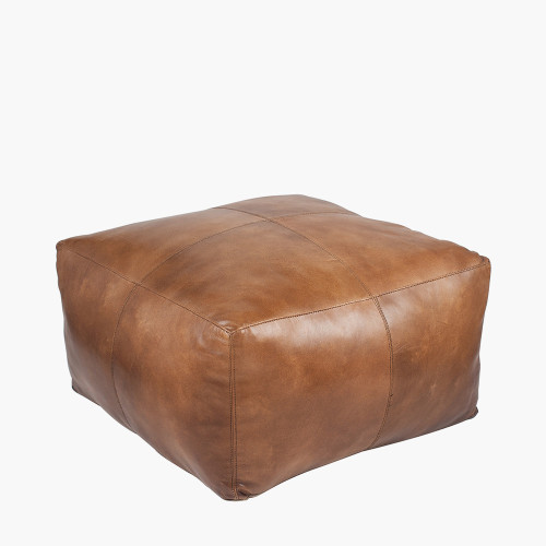 Pacific Lifestyle Matteo Natural Tan Leather Square Pouffe