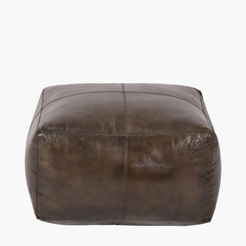 pacific lifestyle Matteo Peppercorn Leather Square Pouffe