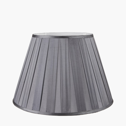 pacific lifestyle Maya 40cm Steel Grey Silk Box Pleat Tapered Lampshade