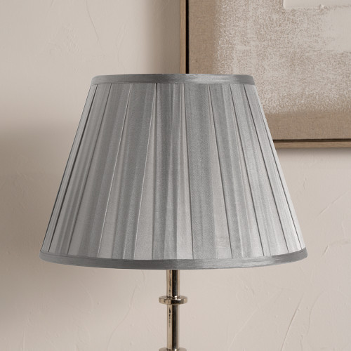 Pacific Lifestyle Maya 45cm Steel Grey Silk Box Pleat Tapered Lampshade