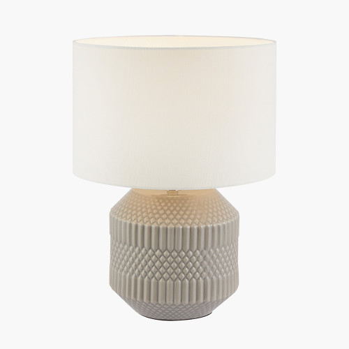 Pacific Lifestyle Meribel Grey Geo Textured Ceramic Table Lamp