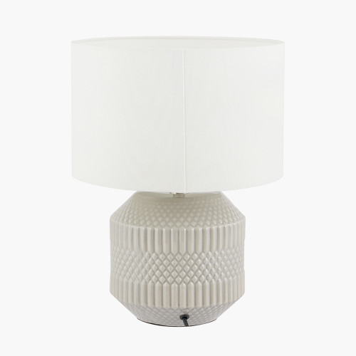 Pacific Lifestyle Meribel Grey Geo Textured Ceramic Table Lamp