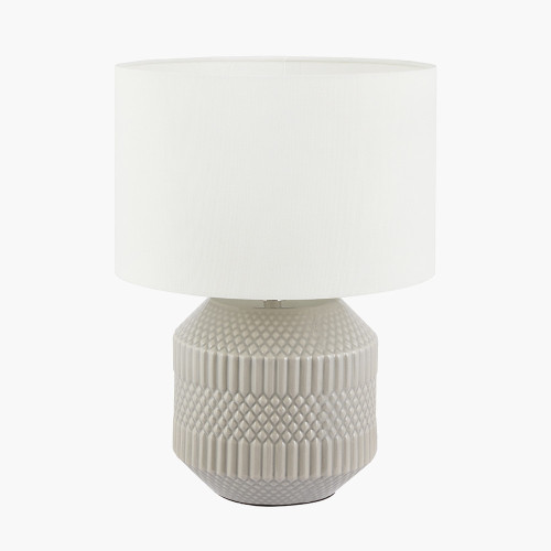 pacific lifestyle Meribel Grey Geo Textured Ceramic Table Lamp