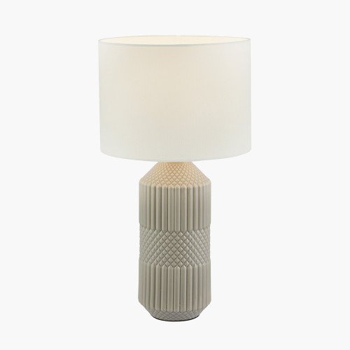 Pacific Lifestyle Meribel Grey Geo Textured Tall Ceramic Table Lamp