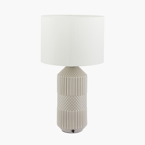 Pacific Lifestyle Meribel Grey Geo Textured Tall Ceramic Table Lamp
