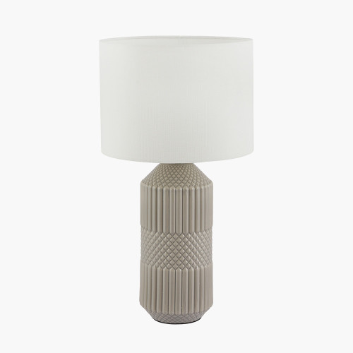 pacific lifestyle Meribel Grey Geo Textured Tall Ceramic Table Lamp