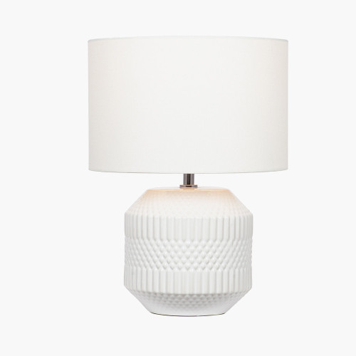 Pacific Lifestyle Meribel White Geo Textured Ceramic Table Lamp