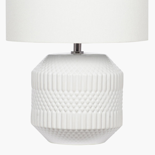 Pacific Lifestyle Meribel White Geo Textured Ceramic Table Lamp