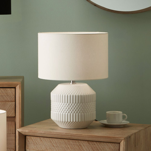 Pacific Lifestyle Meribel White Geo Textured Ceramic Table Lamp