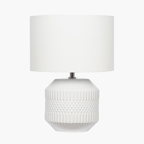 pacific lifestyle Meribel White Geo Textured Ceramic Table Lamp