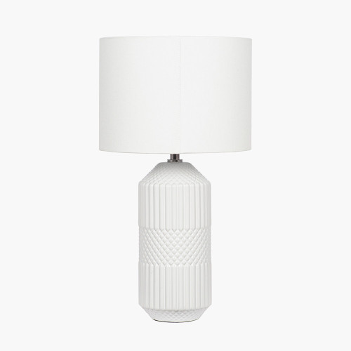 Pacific Lifestyle Meribel White Geo Textured Tall Ceramic Table Lamp