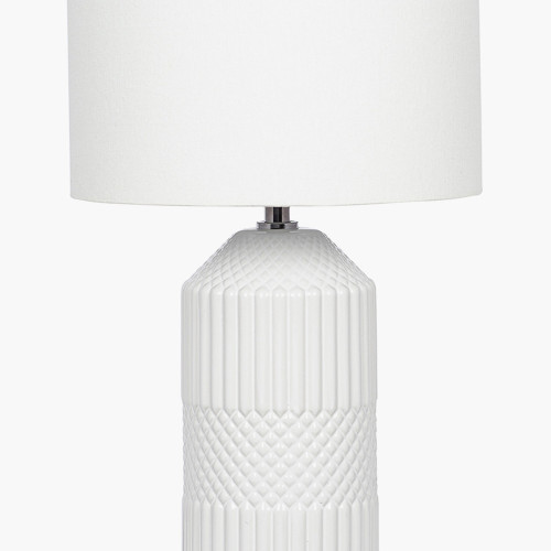 Pacific Lifestyle Meribel White Geo Textured Tall Ceramic Table Lamp
