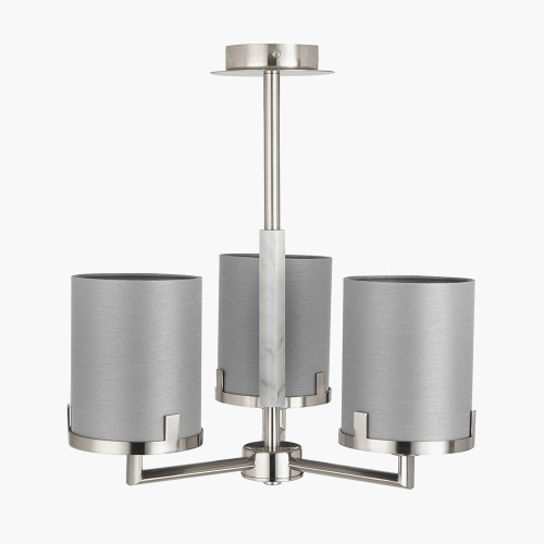 pacific lifestyle Midland Brushed Nickel and Grey Marble Effect 3 Arm Pendant