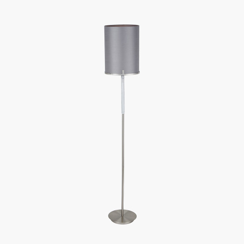 Pacific Lifestyle Midland Brushed Nickel And Grey Marble Effect Floor Lamp