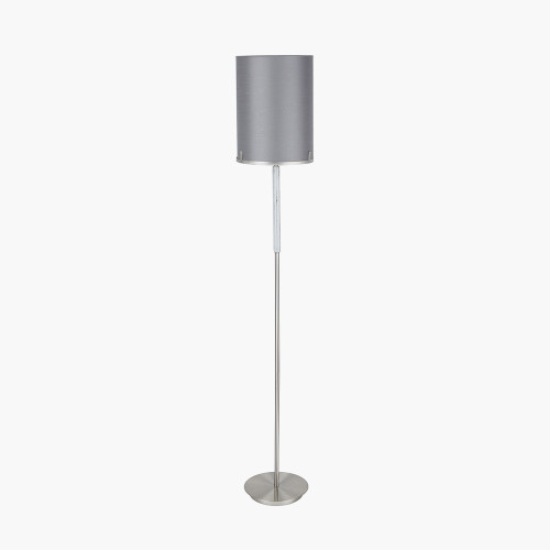 Pacific Lifestyle Midland Brushed Nickel And Grey Marble Effect Floor Lamp