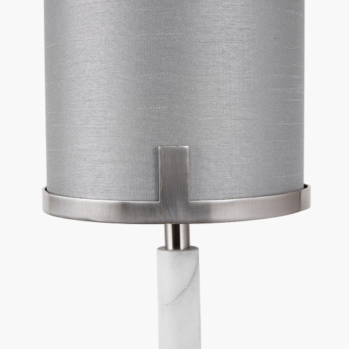 Pacific Lifestyle Midland Brushed Nickel And Grey Marble Effect Floor Lamp