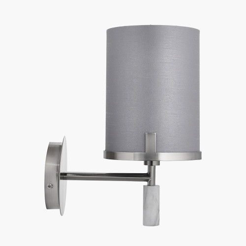 Pacific Lifestyle Midland Brushed Nickel And Grey Marble Effect Wall Light