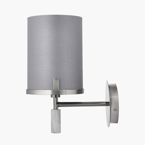Pacific Lifestyle Midland Brushed Nickel And Grey Marble Effect Wall Light