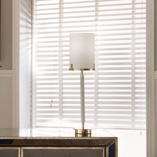 Pacific Lifestyle Midland Champagne Gold Metal And Marble Effect Table Lamp