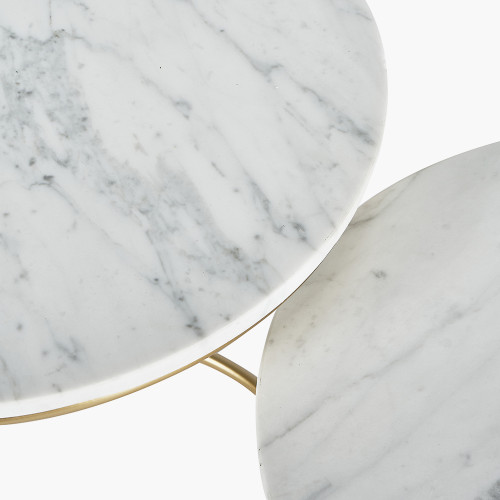 Pacific Lifestyle Milly S/2 White Marble And Gold Metal Side Tables