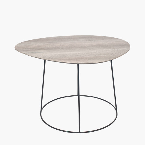 pacific lifestyle Minato White Oak Veneer and Black Metal Leg Side Table